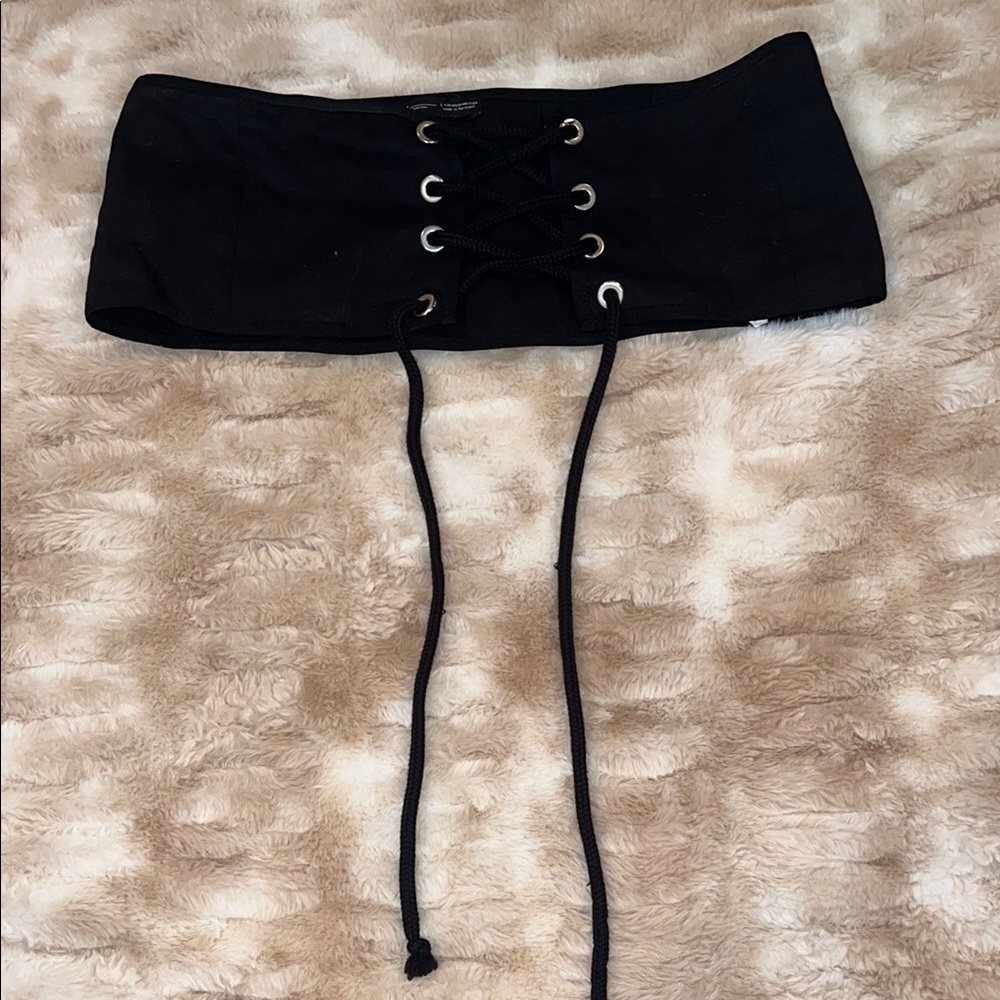 Black Lace-Up Tube Top OR Belt
